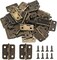 50pcs Solid Pure Copper Mini Hinges (18x15mm) with 200 Screws – Retro Brass Small Hinges for Wooden Jewelry Box & Keepsake Chest – Micro Cabinet Hardware for DIY Crafts, Dollhouse & Miniature Furniture – Professional Antique Hardware Kit
